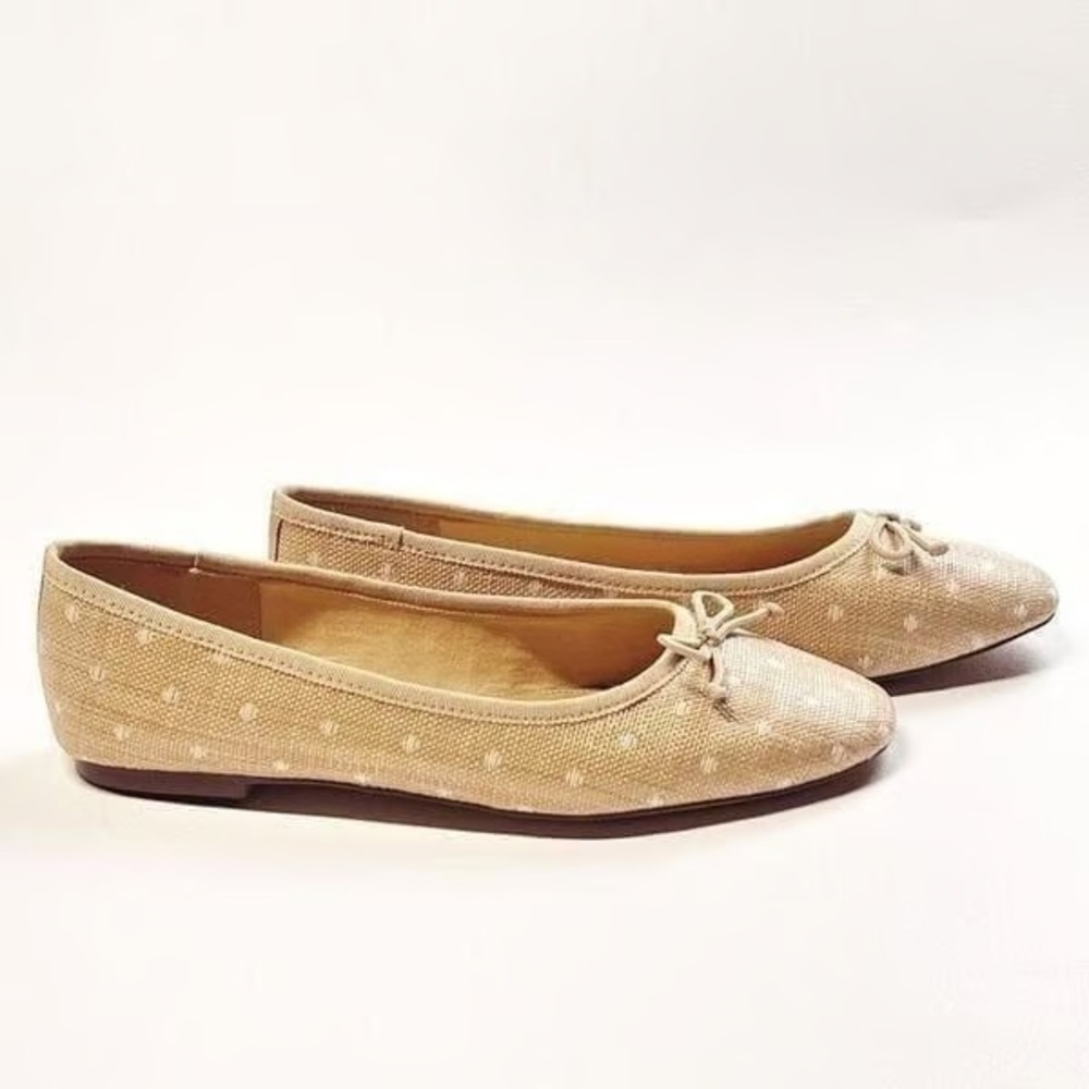 J Crew size 10 polka dotted raffia/woven ballet flats